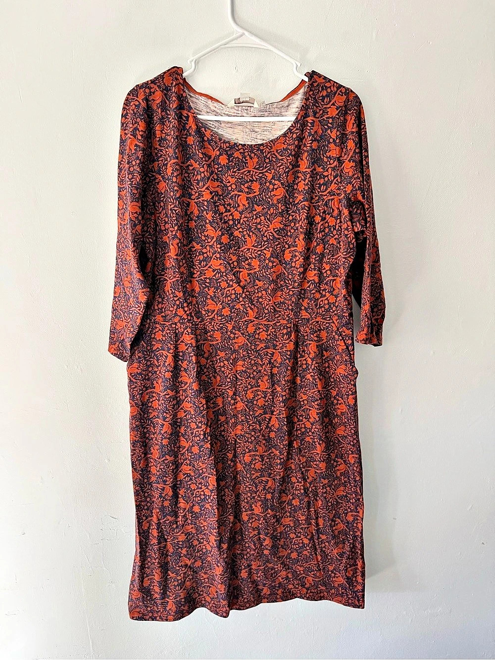 Boden Penny Midi Dress in Navy and Deep Orange size 14